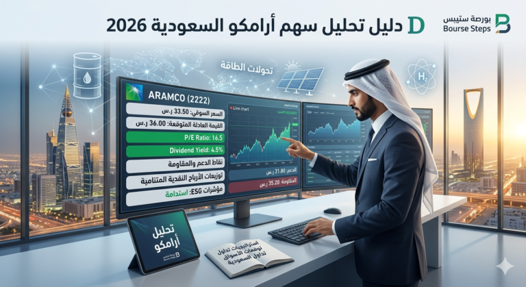 تحليل سهم أرامكو السعودية 2026 ونقاط الدعم والمقاومة - بورصة ستيبس